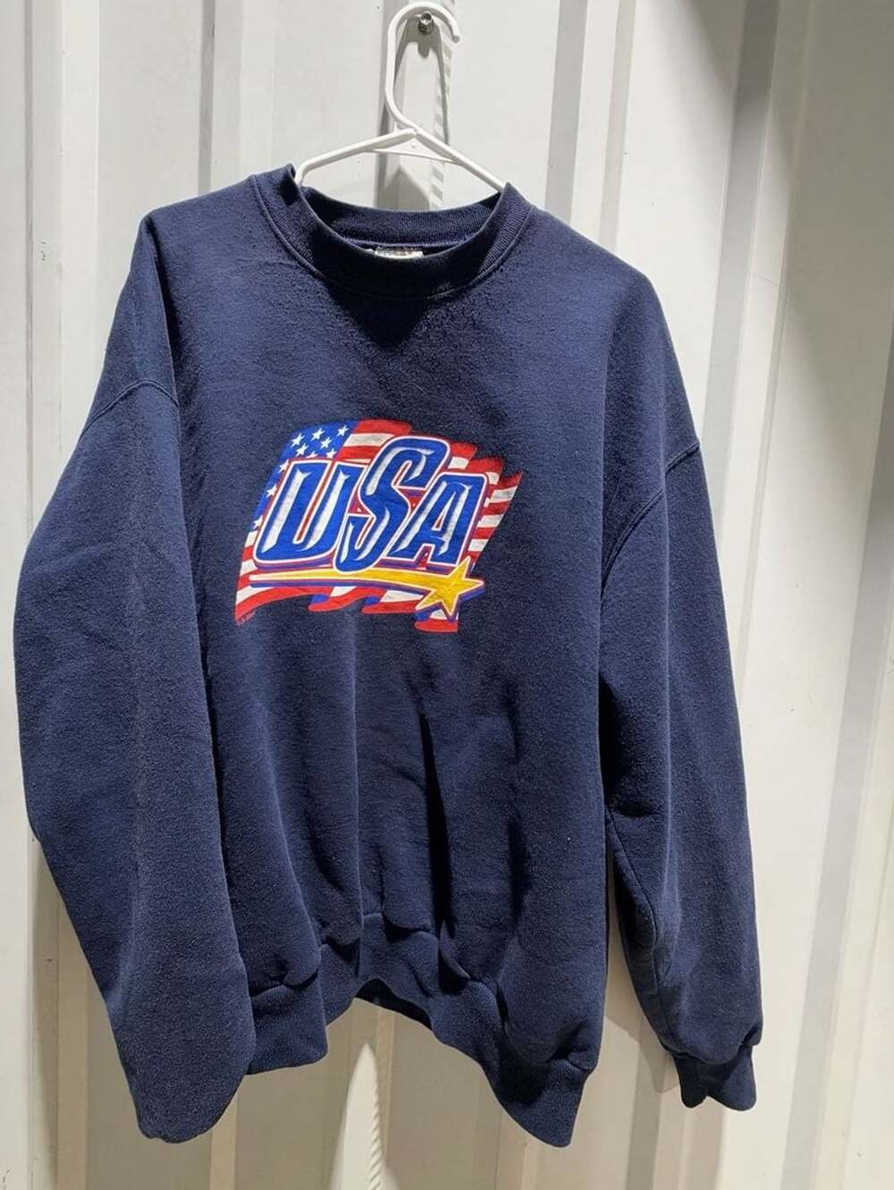 90’s Jerzees USA Graphic Crewneck Sweatshirt Vintage Navy Blue Pullover
